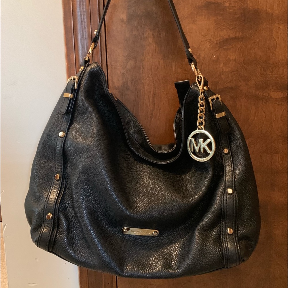 Black Leather Bag with details